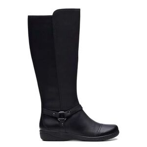 CLARKS Women Cheyn Lindie Leather Knee High Boot Black NWOT - Size 6